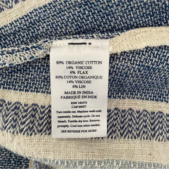 Faherty Annabel Navy Slub Organic Cotton Stripe Blue Top size small - Picture 7 of 7